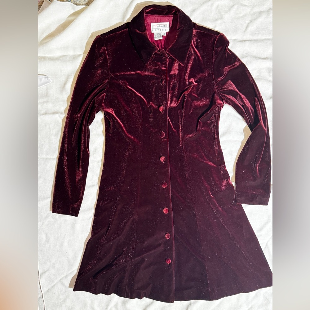 Rich Velvet Dress NWT Talbot's Quality Bordeaux Burgundy Wine Color Stretch